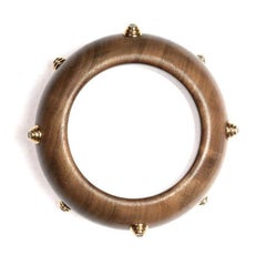 Christian Dior Wooden Bangle 1970s Set with Diamond Mounted in 18 Karat Gold