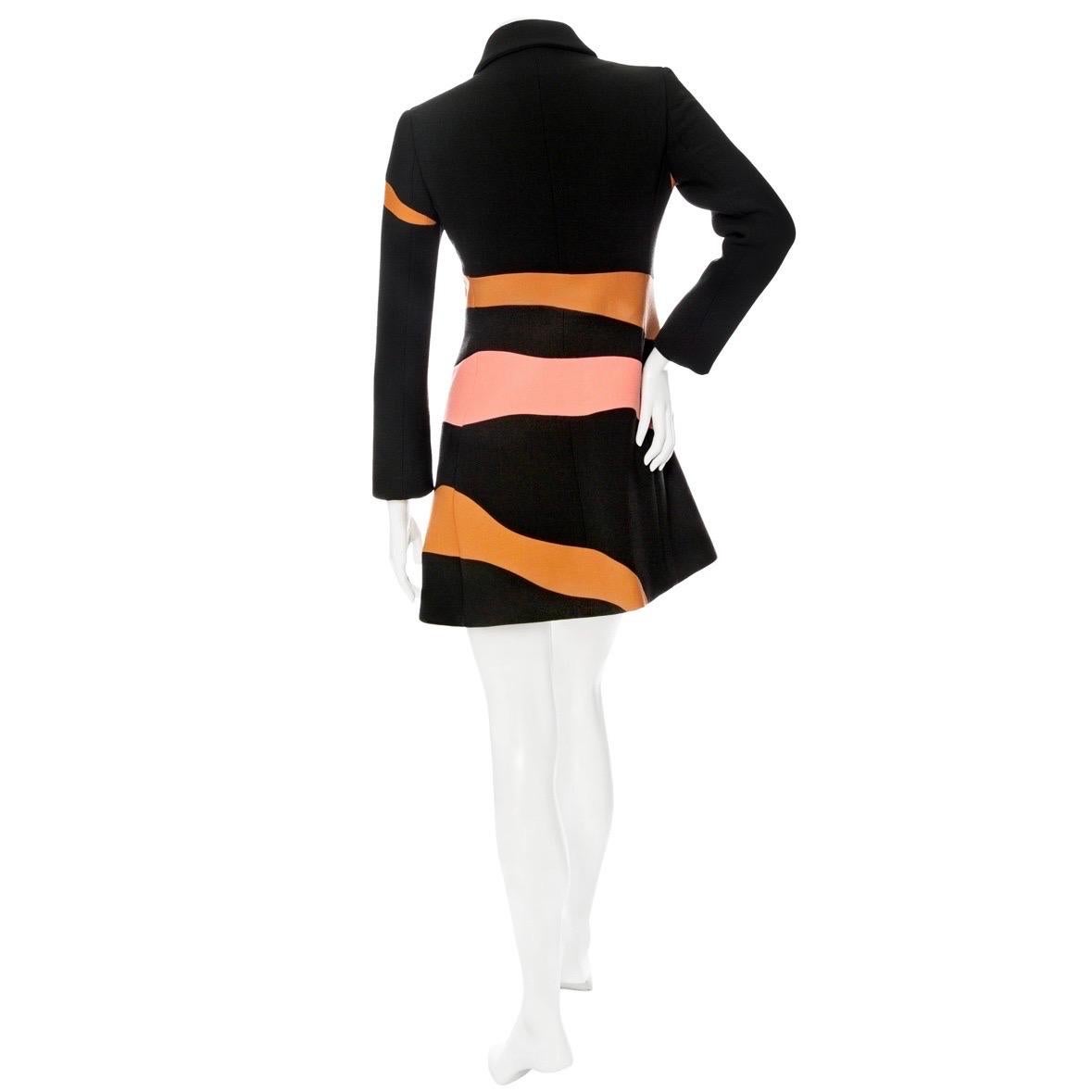 Christian Dior Wool Abstract Stripe Cutout Coat Fall2015 (Raf Simons) In Good Condition For Sale In Los Angeles, CA