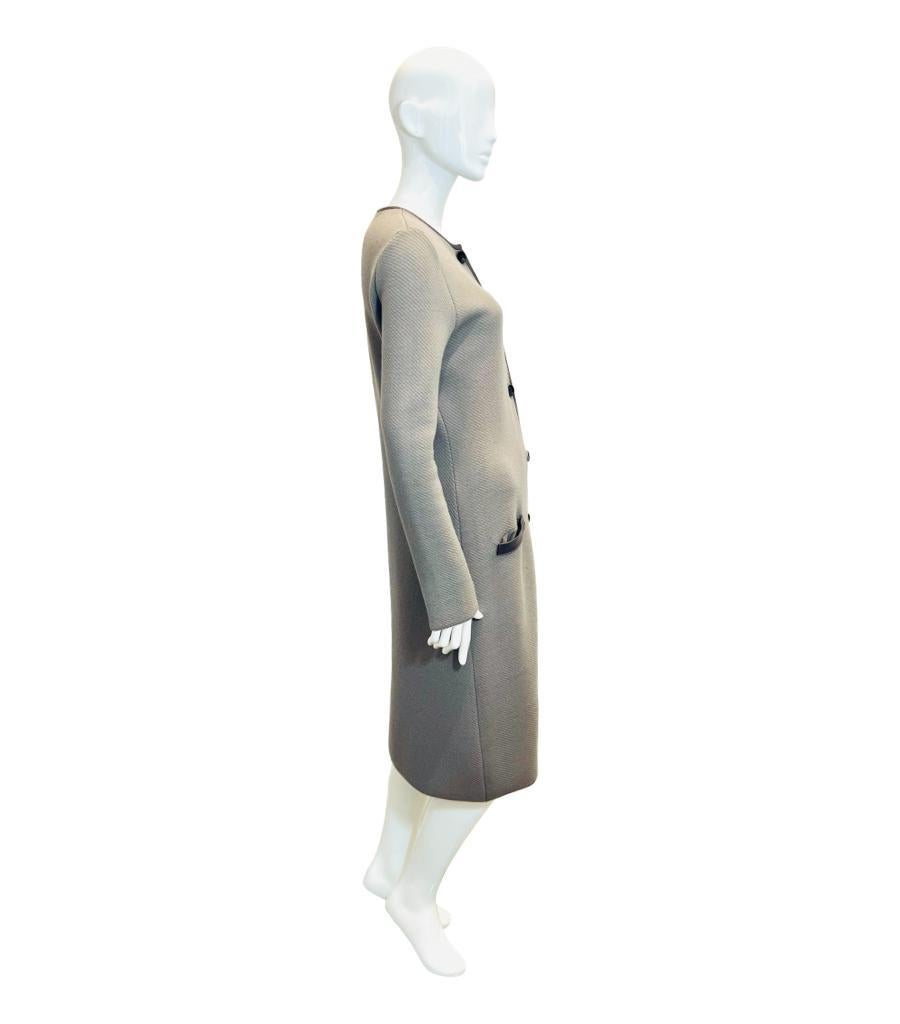 Christian Dior Wollmantel/ Cardigan mit Lederbesatz im Zustand „Relativ gut“ im Angebot in London, GB