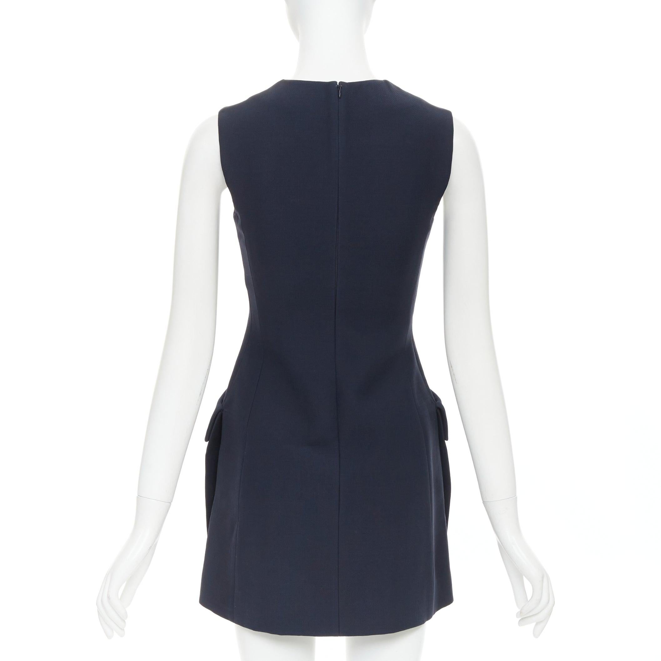 CHRISTIAN DIOR Wollkleid mit Pattentaschen und Abnähern, geschlitzt, ärmellos, Aline FR34 XS Damen im Angebot