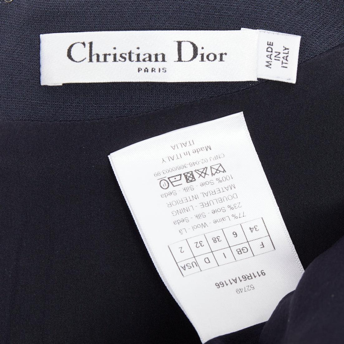 CHRISTIAN DIOR Wollkleid mit Pattentaschen und Abnähern, geschlitzt, ärmellos, Aline FR34 XS im Angebot 3