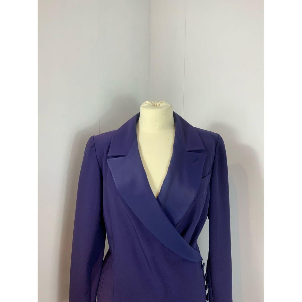 Black Christian Dior Wool Mid-Length Dress in Purple