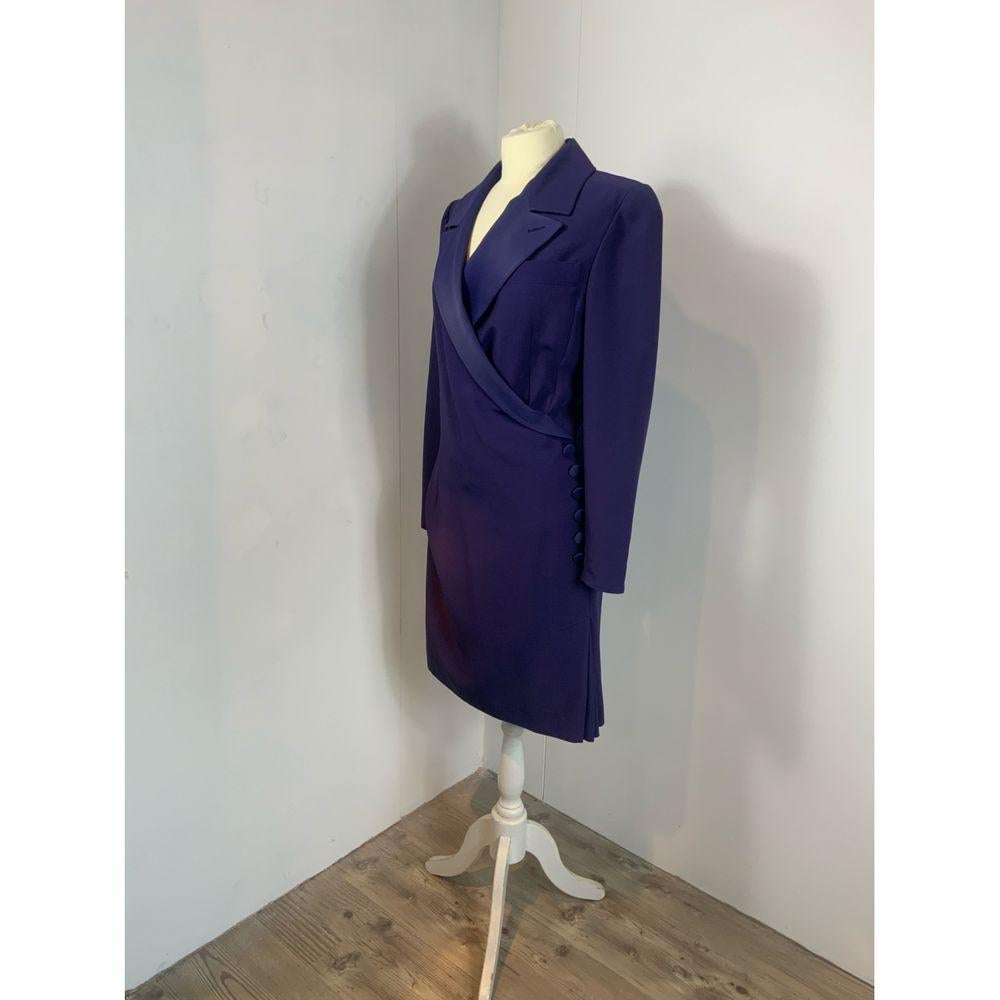 Christian Dior Wool Mid-Length Dress in Purple In Good Condition In Carnate, IT