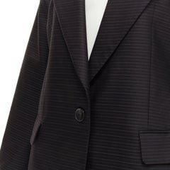 CHRISTIAN DIOR wool silk black brown horizontal pinstripe blazer jacket FR42 L