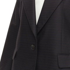 CHRISTIAN DIOR wool silk black brown horizontal pinstripe blazer jacket FR42 L