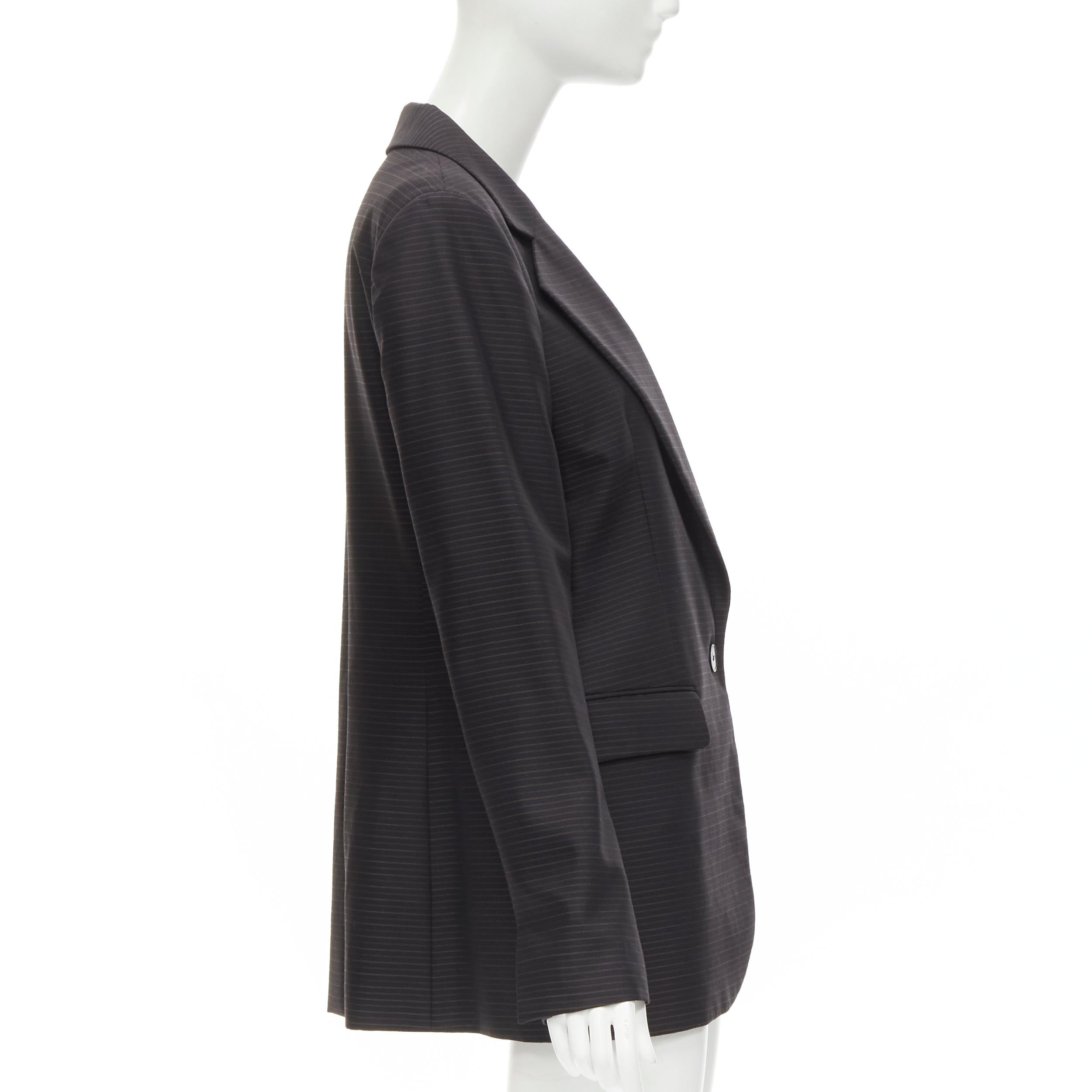Black CHRISTIAN DIOR wool silk black brown horizontal pinstripe blazer jacket FR42 L For Sale