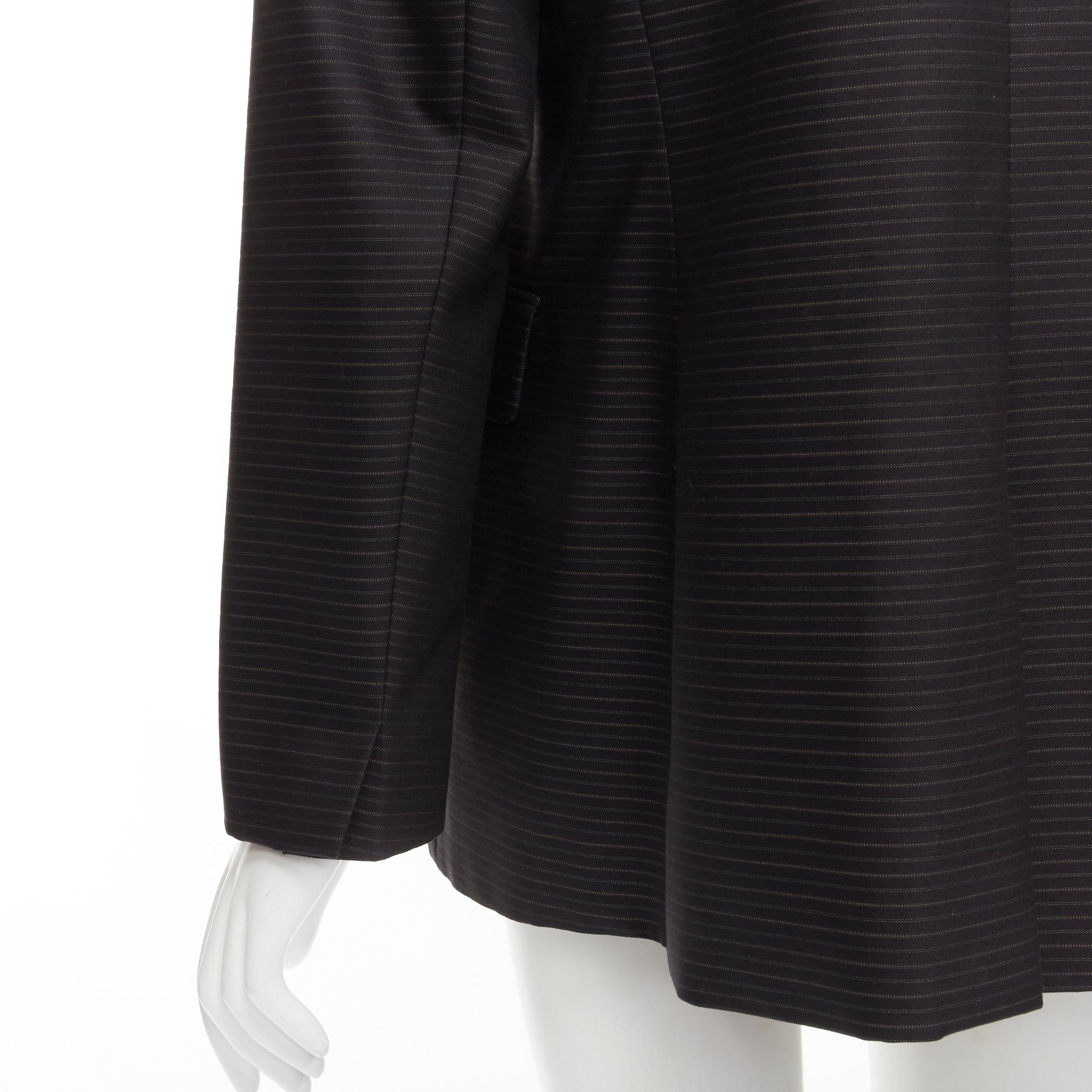 CHRISTIAN DIOR wool silk black brown horizontal pinstripe blazer jacket FR42 L For Sale 1