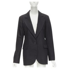 CHRISTIAN DIOR wool silk black brown horizontal pinstripe blazer jacket FR42 L