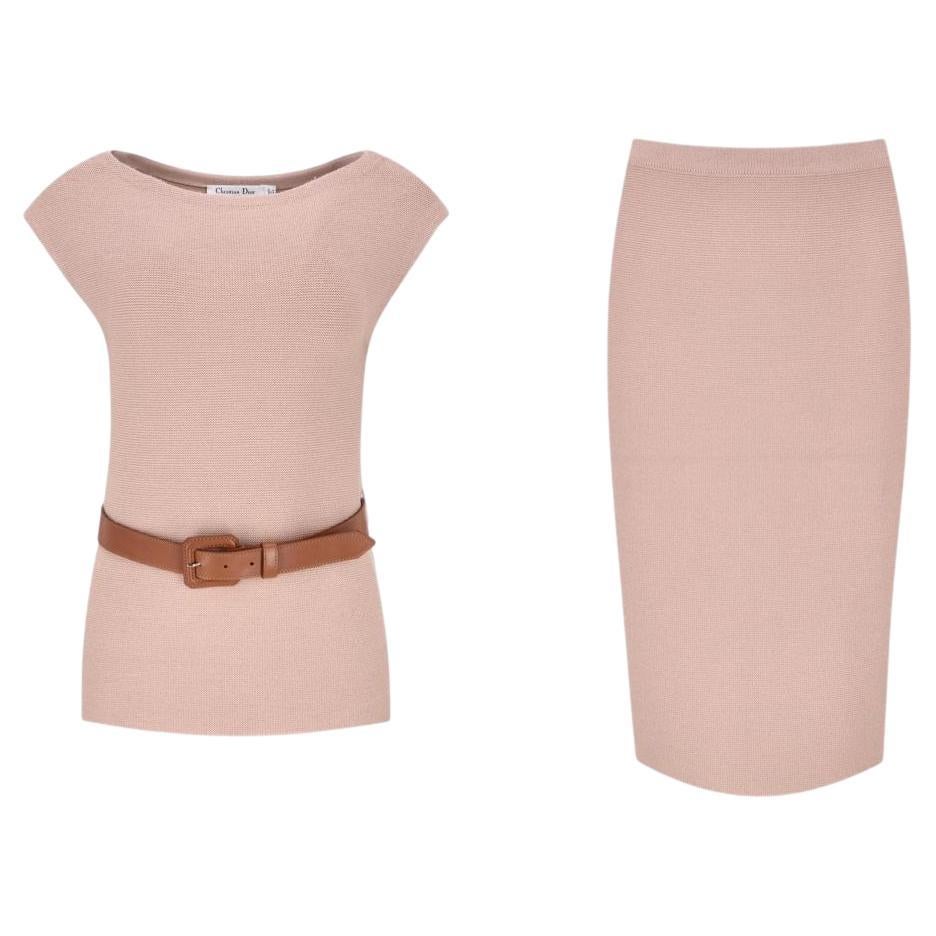 Ensemble Top et Jupe en laine avec ceinture en cuir Christian Dior en vente