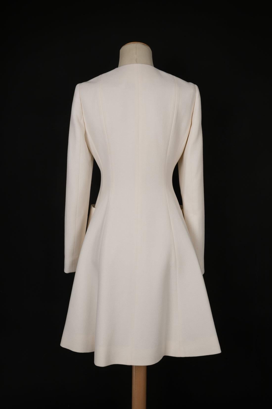 Christian Dior Woolen Coat with Silk Lining In Excellent Condition In SAINT-OUEN-SUR-SEINE, FR