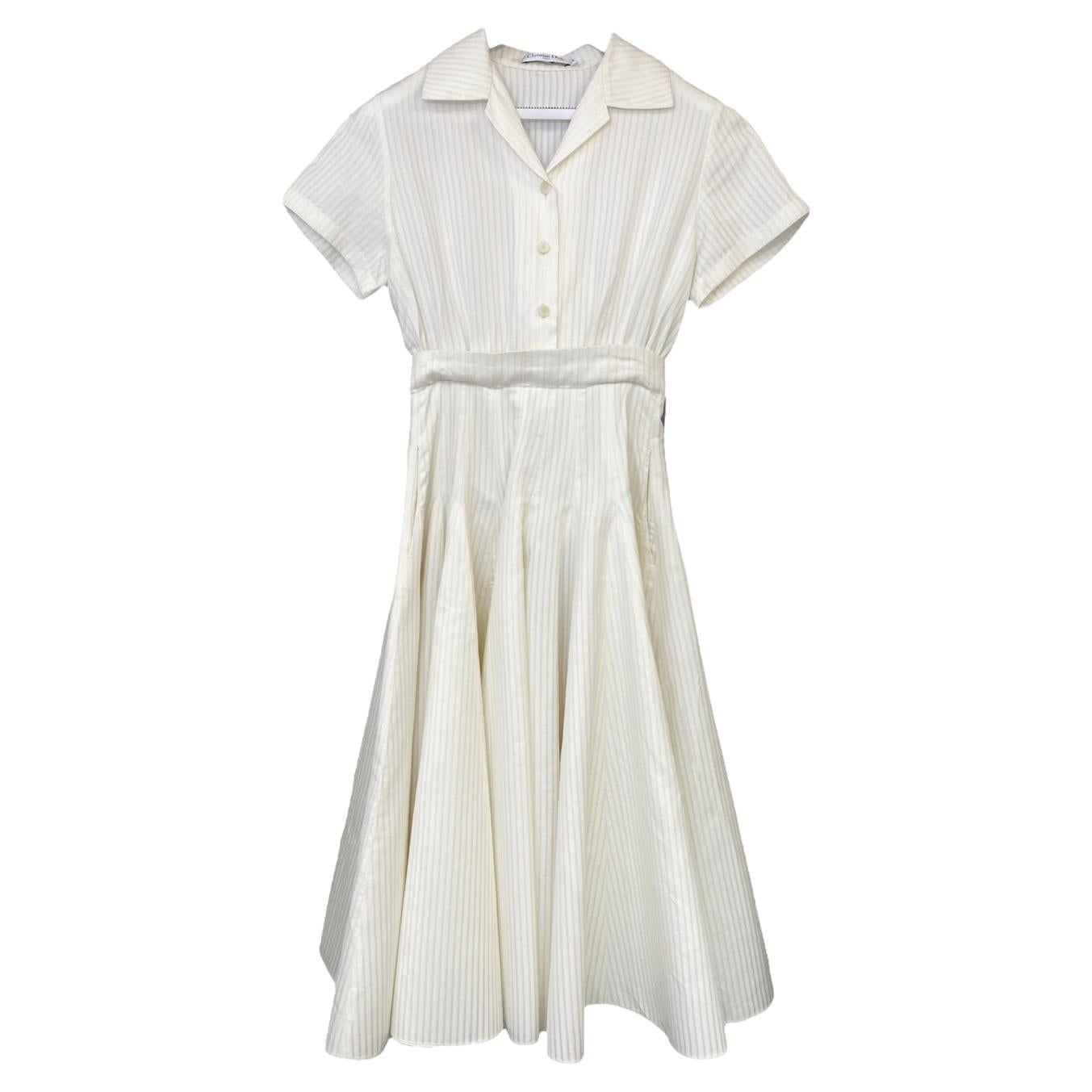 Christian Dior Woven Pleated Mid Length Dress For Sale at 1stDibs