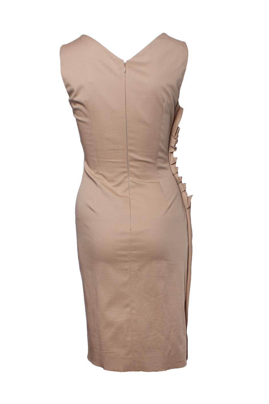 Beige Christian Dior, Wrinkled sleeveless beige dress For Sale