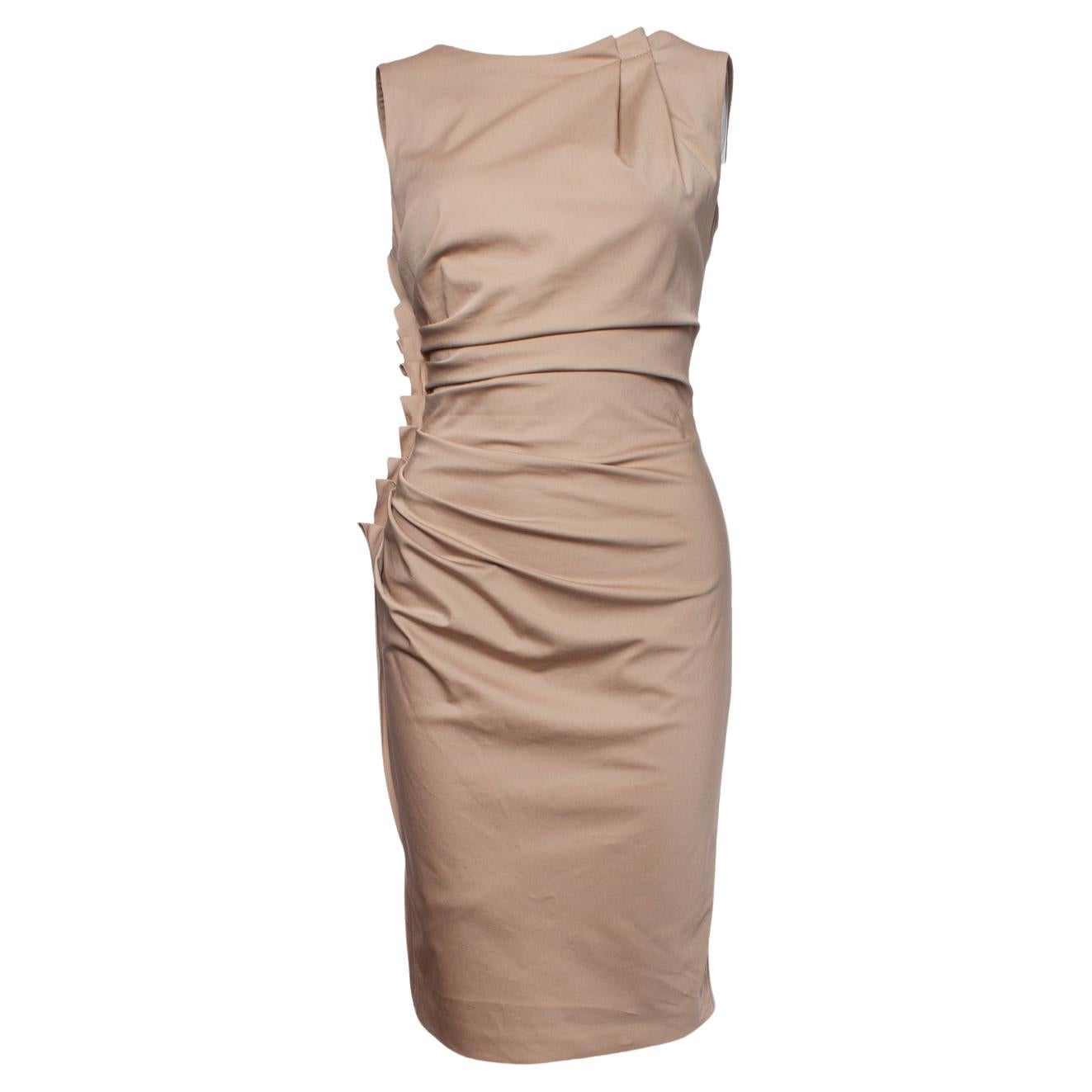 Christian Dior, Wrinkled sleeveless beige dress For Sale