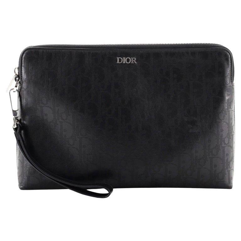 Christian Dior Wristlet Clutch Oblique Galaxy Leather at 1stDibs