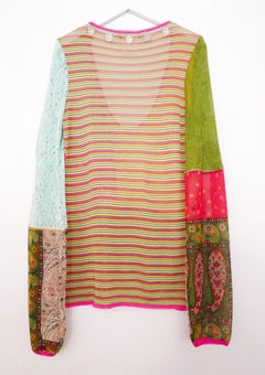 Christian Dior x Galliano 2004 Medallion Trim Patchwork Jumper Sweater