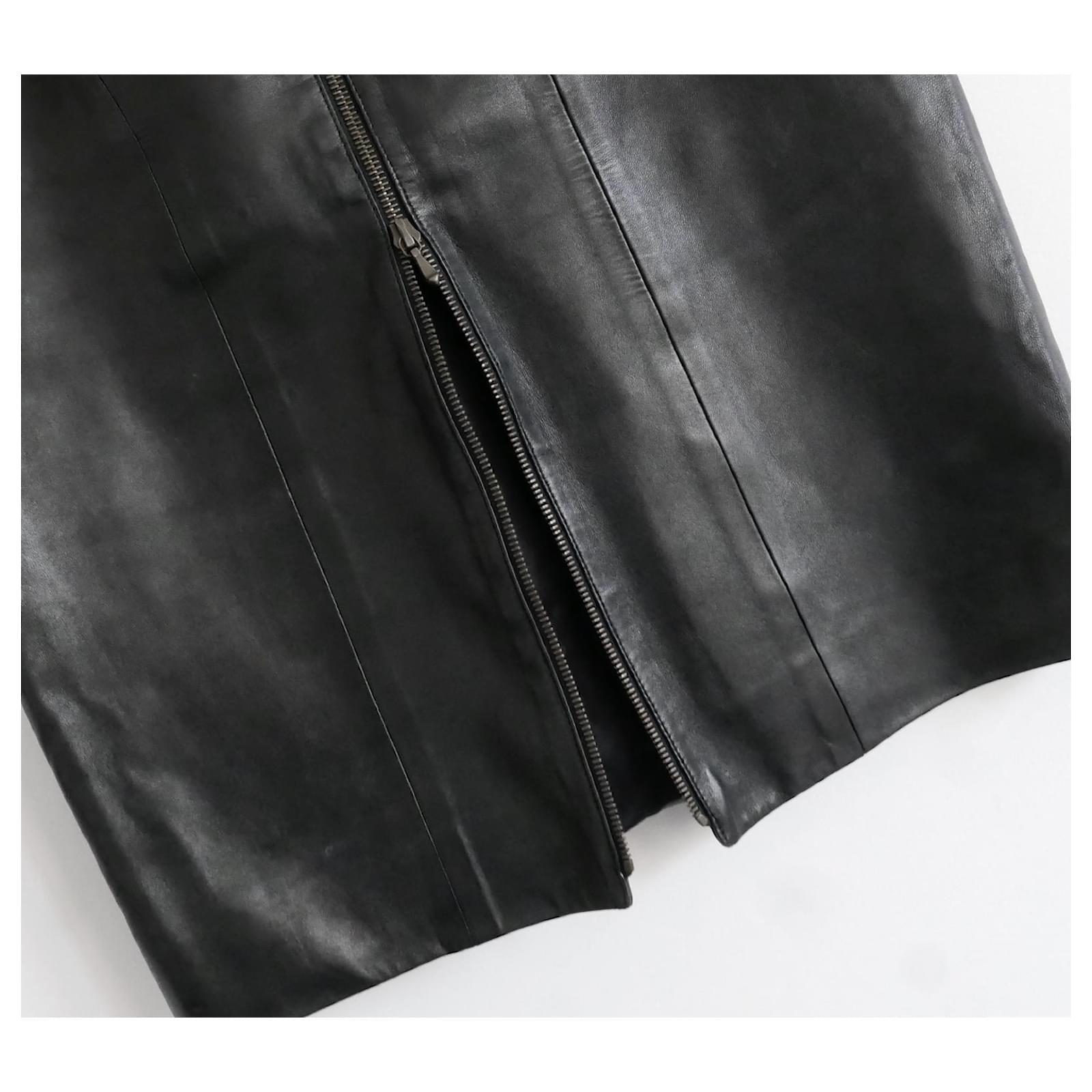 Christian Dior x Galliano AW00 Leather Zip Pencil Skirt In Excellent Condition For Sale In London, GB