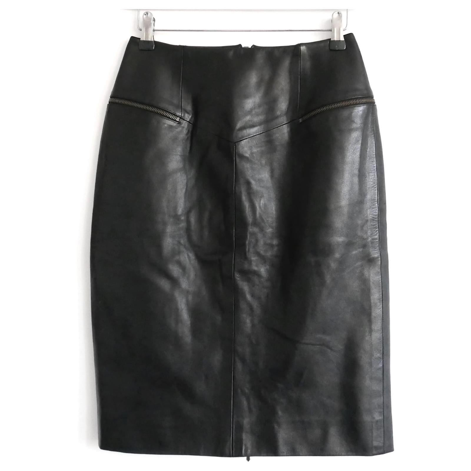 Women's Christian Dior x Galliano AW00 Leather Zip Pencil Skirt For Sale