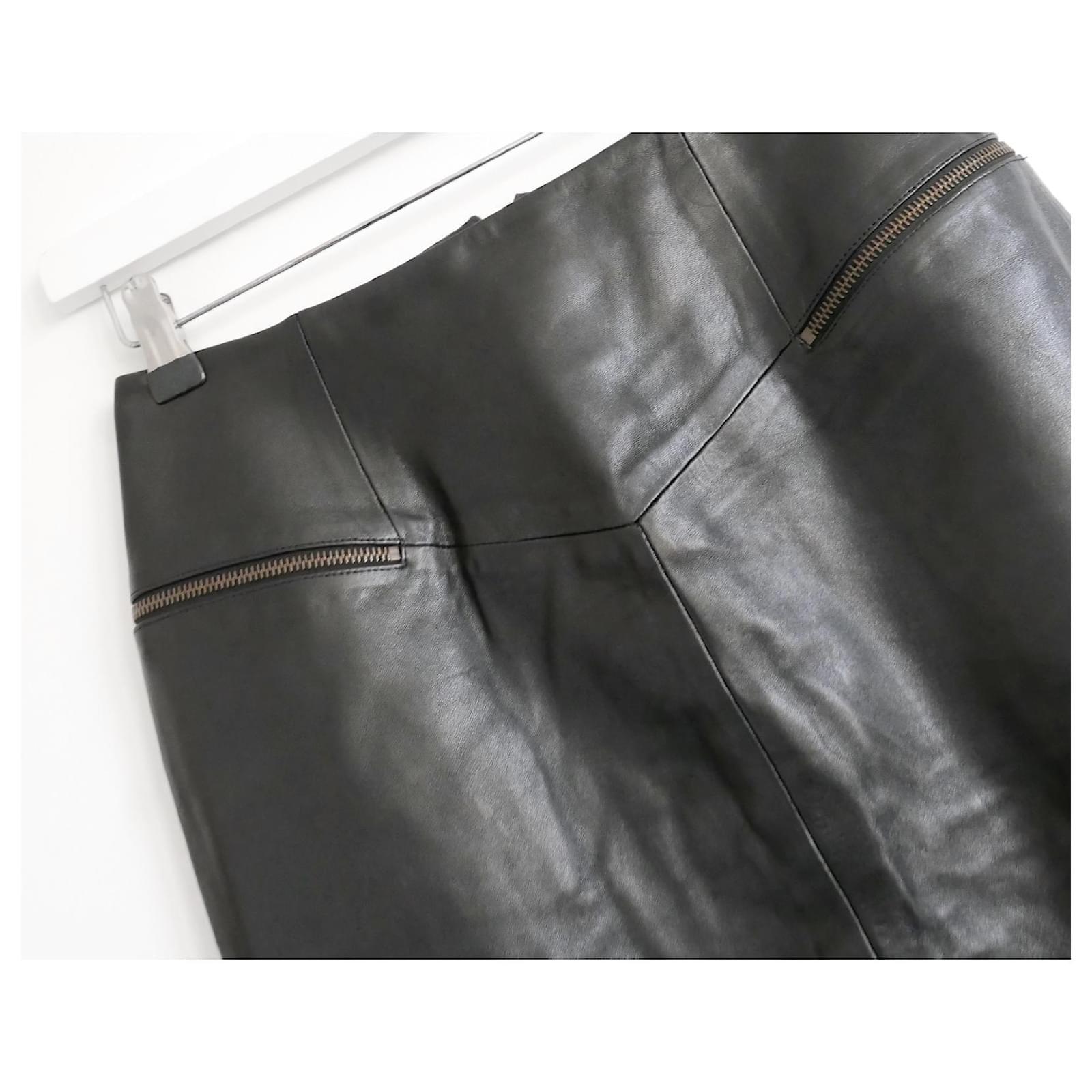 Christian Dior x Galliano AW00 Leather Zip Pencil Skirt For Sale 1
