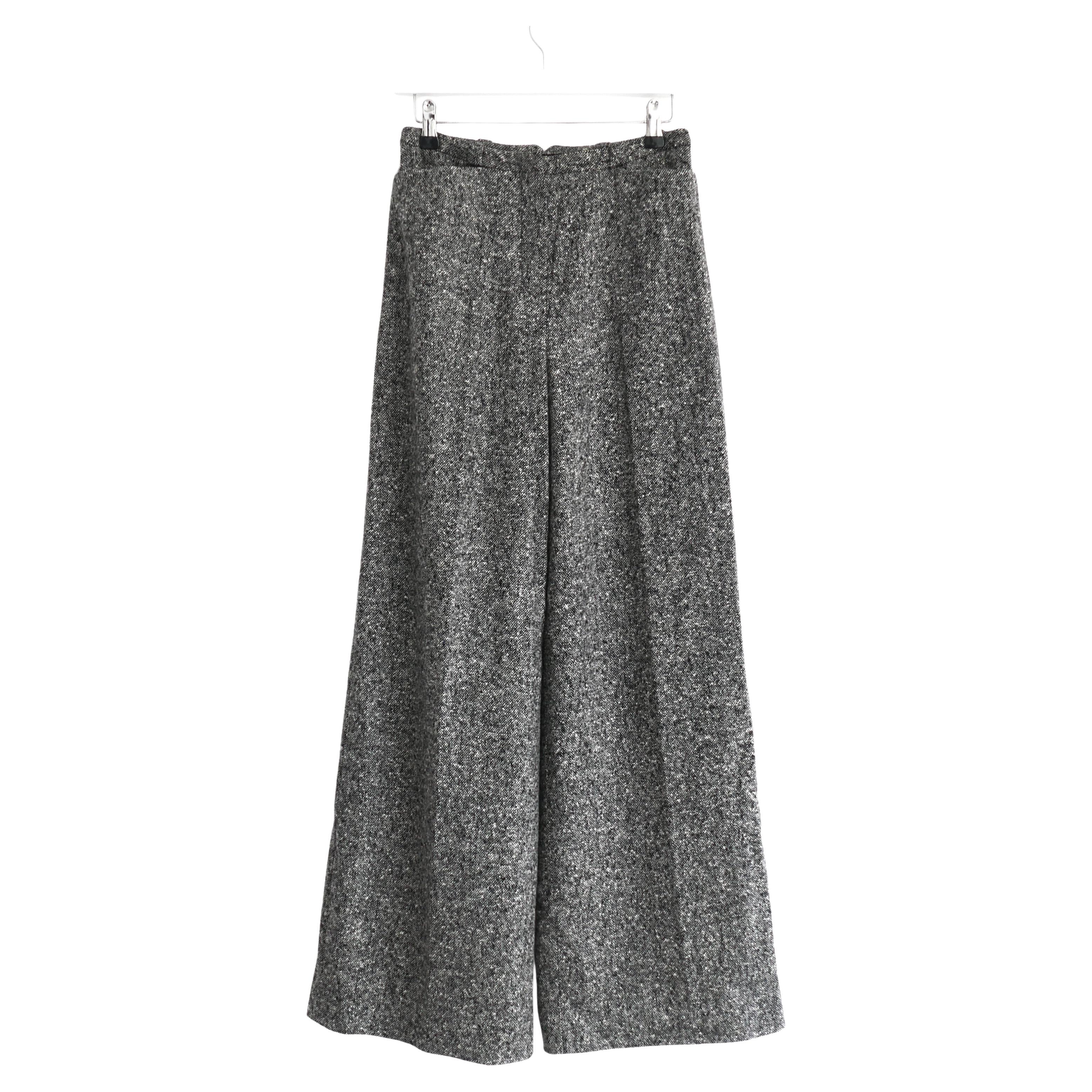 Christian Dior x Galliano Fall 2007 Tweed Wide Leg Trousers For Sale