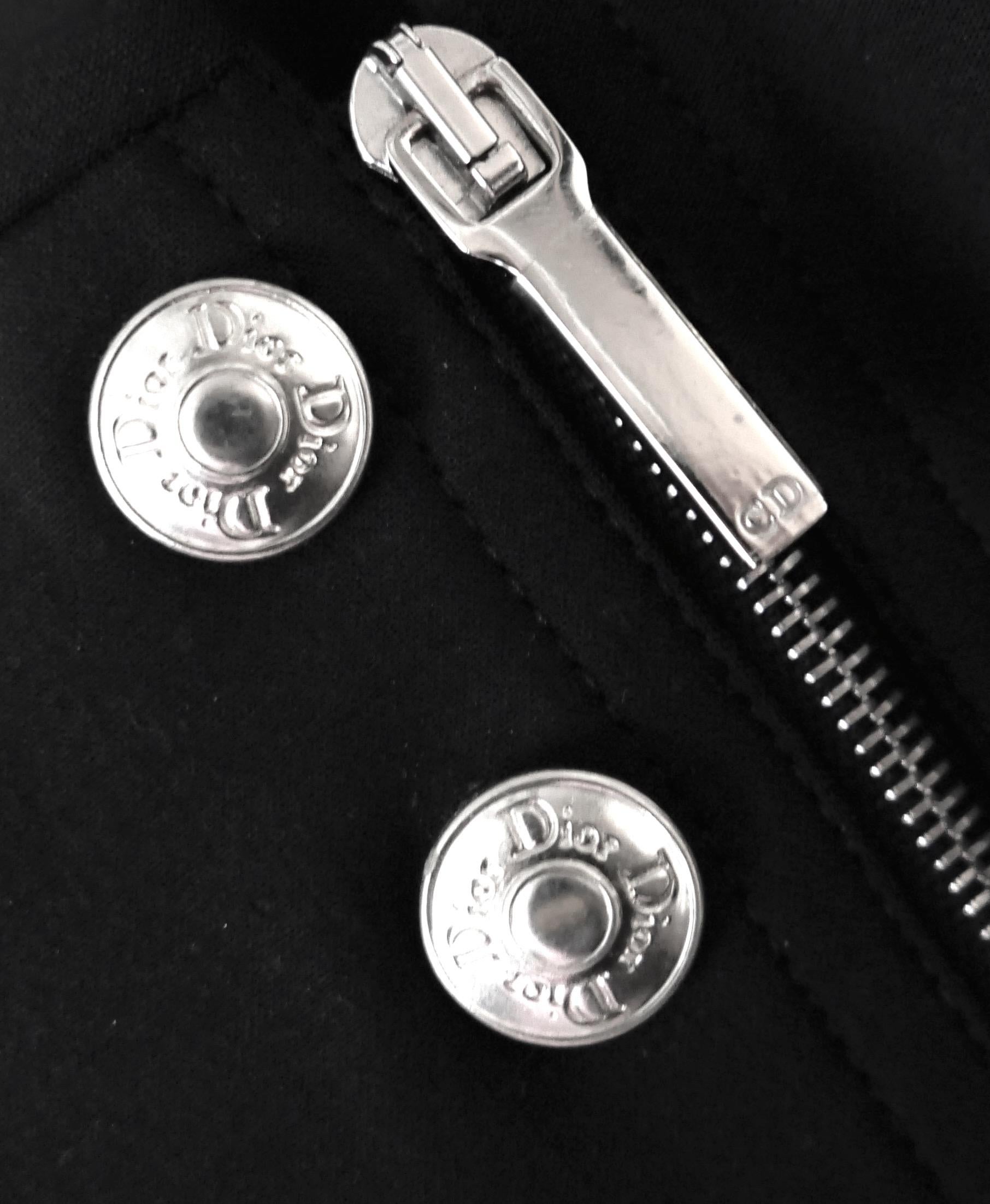 Christian Dior x Galliano SS04 Logo Popper & Zip Slim Biker Jacket For Sale 1