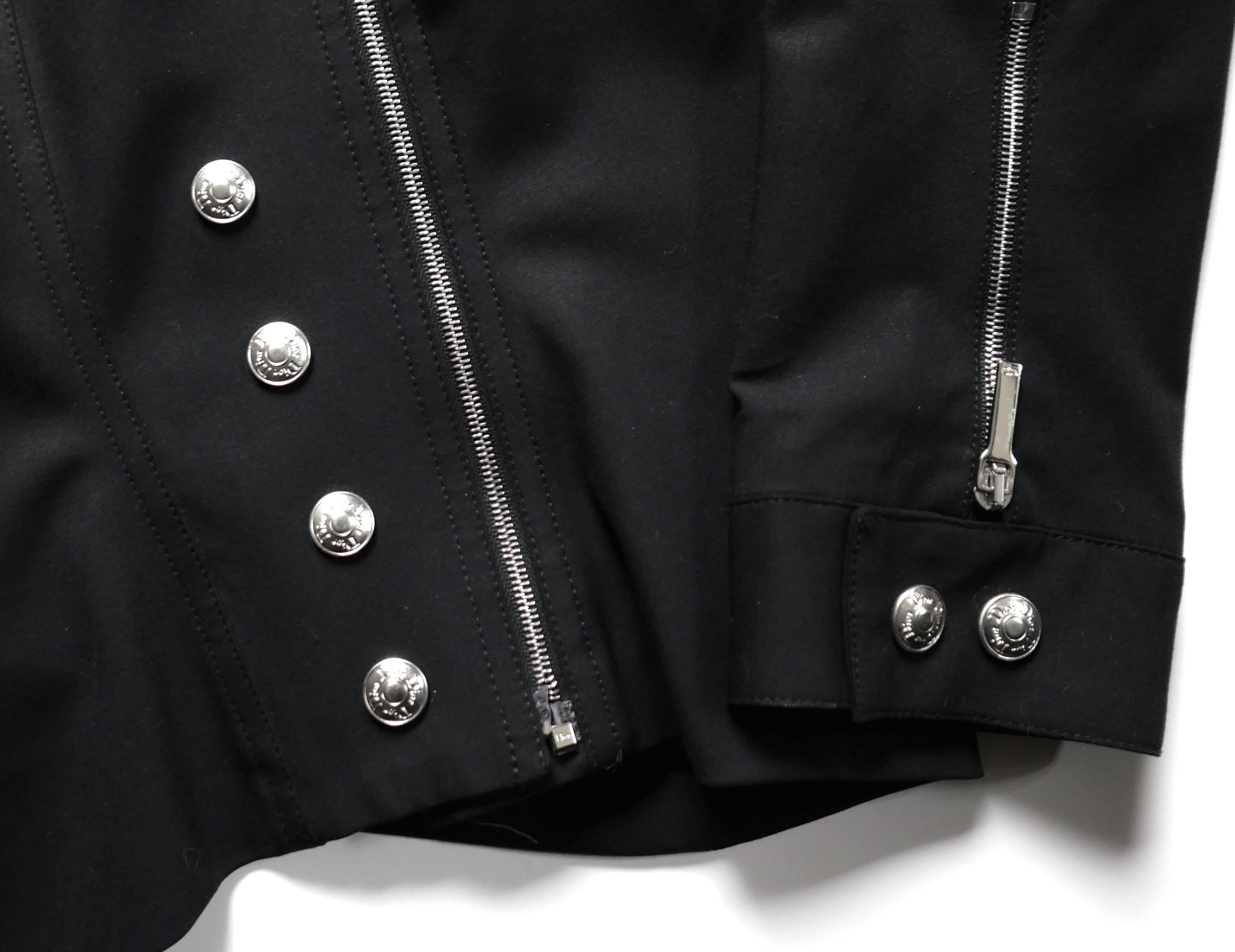 Christian Dior x Galliano SS04 Logo Popper & Zip Slim Biker Jacket For Sale 3
