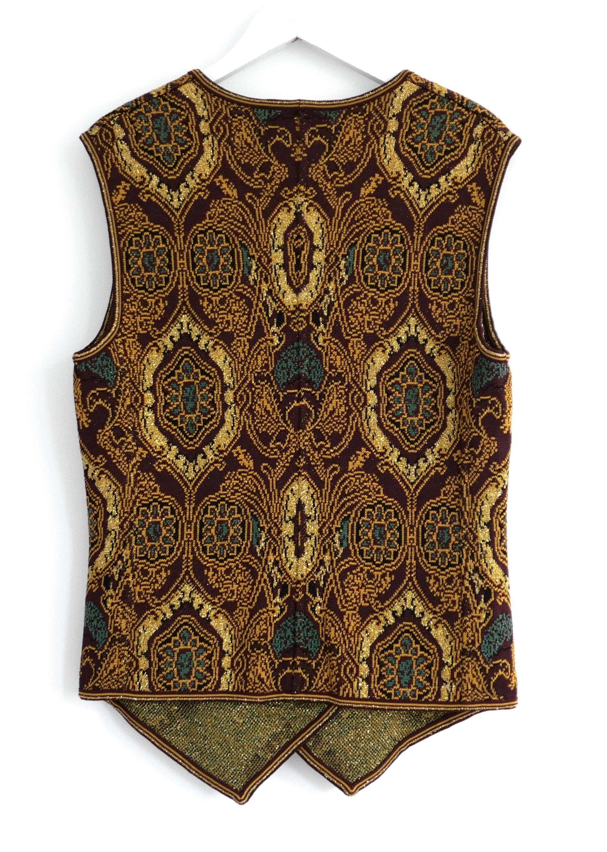 Marrone Christian Dior x Gianfranco Ferre Gilet in maglia dorata Autunno 1994 in vendita