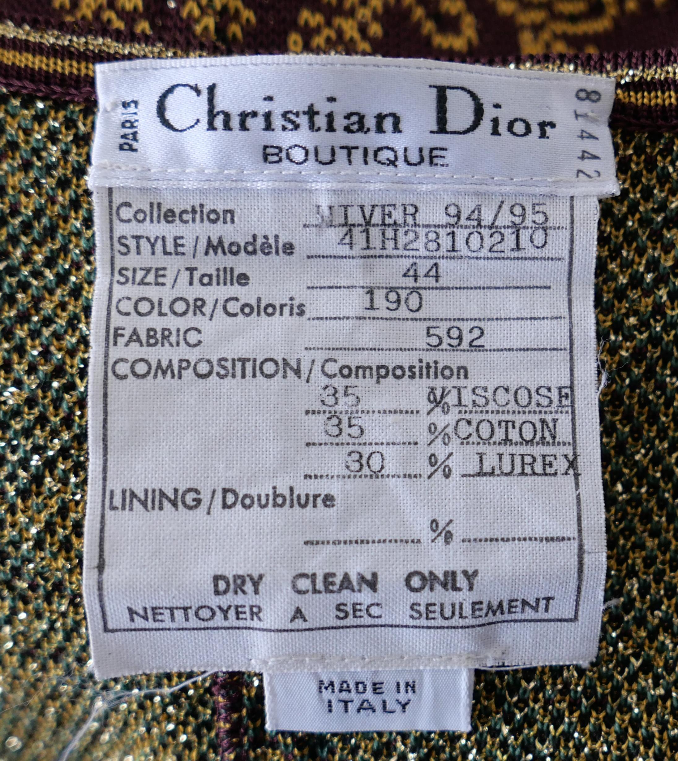 Christian Dior x Gianfranco Ferre Gilet in maglia dorata Autunno 1994 in vendita 1