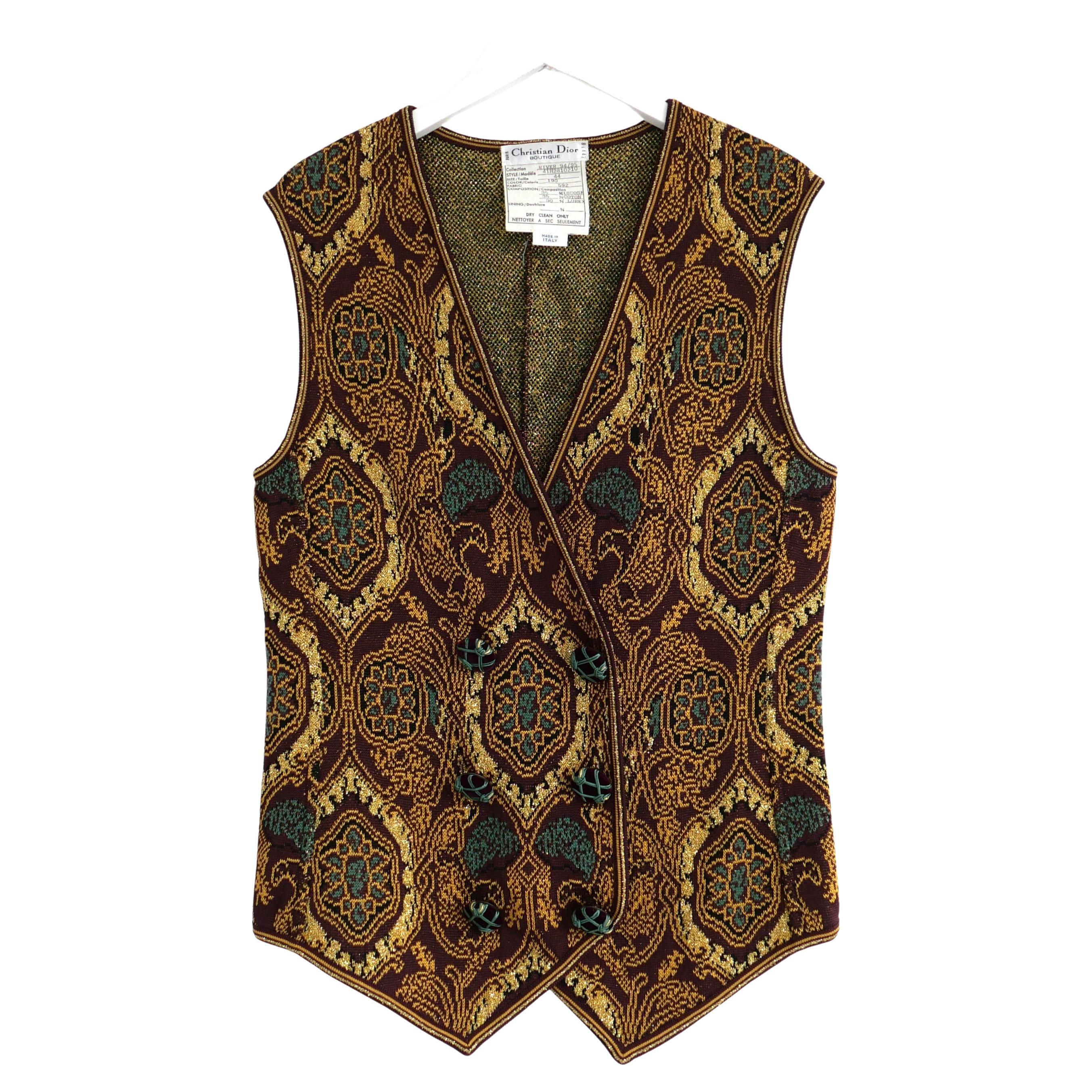 Christian Dior x Gianfranco Ferre Gilet in maglia dorata Autunno 1994 in vendita