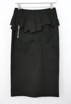 Christian Dior x John Galliano 2001 Black Denim Distressed Peplum Pencil Skirt