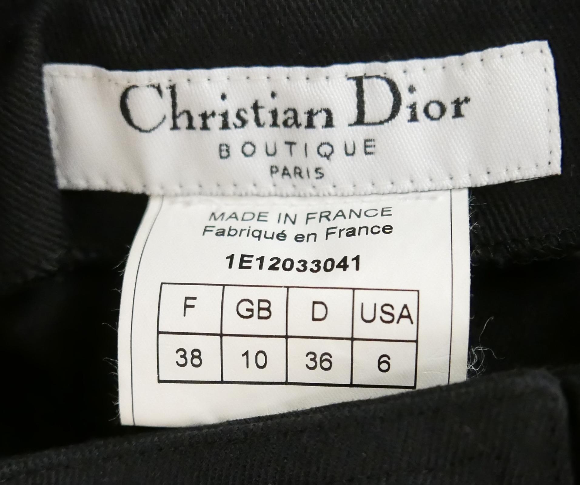 Christian Dior x John Galliano 2001 Black Denim Distressed Peplum Pencil Skirt For Sale 2