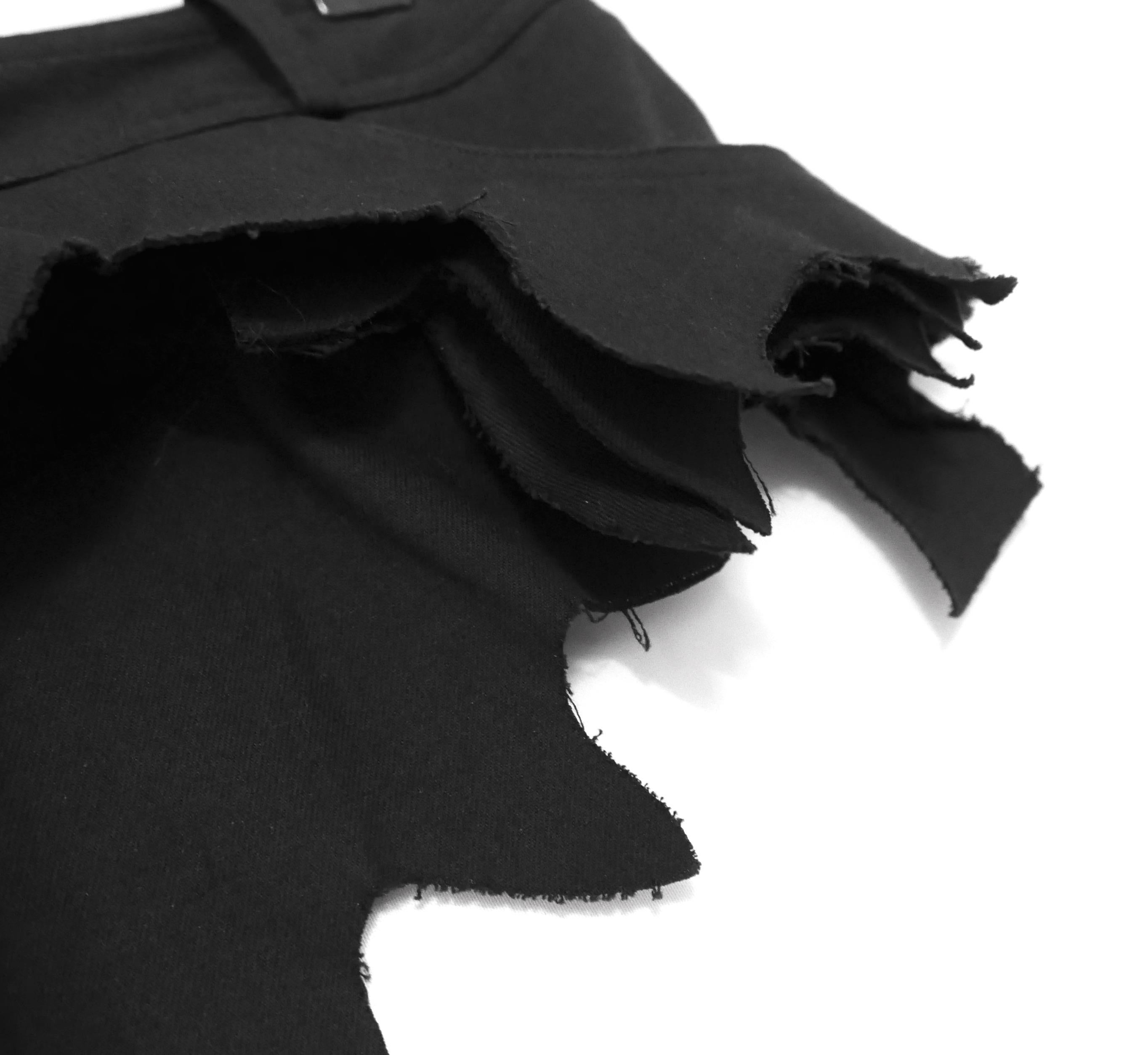 Christian Dior x John Galliano 2001 Black Denim Distressed Peplum Pencil Skirt For Sale 3