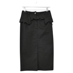 Christian Dior x John Galliano for Christian Dior 2001 Black Denim Distressed Peplum Pencil Skirt (jupe fourreau à péplum en denim noir)