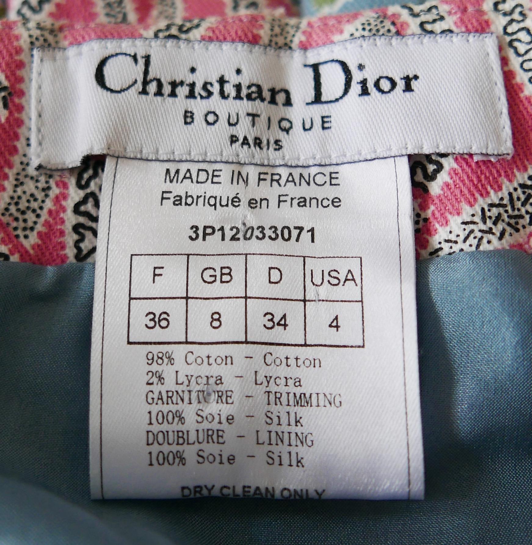 Christian Dior x John Galliano 2003 Punched Floral Cotton Pleated Skirt For Sale 3