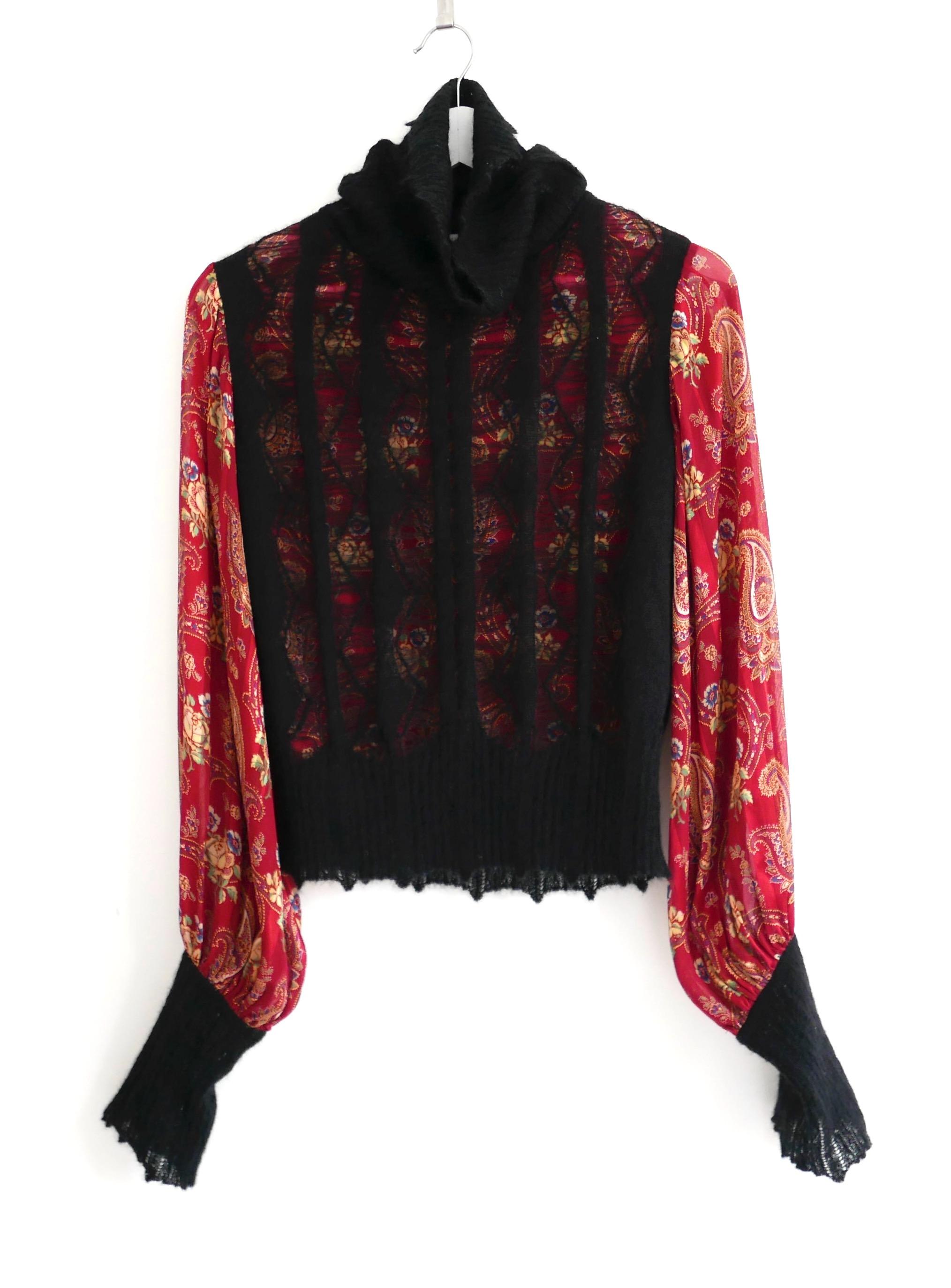 Christian Dior x John Galliano Fall 2002 Silk & Knit Blouse Top For Sale 2