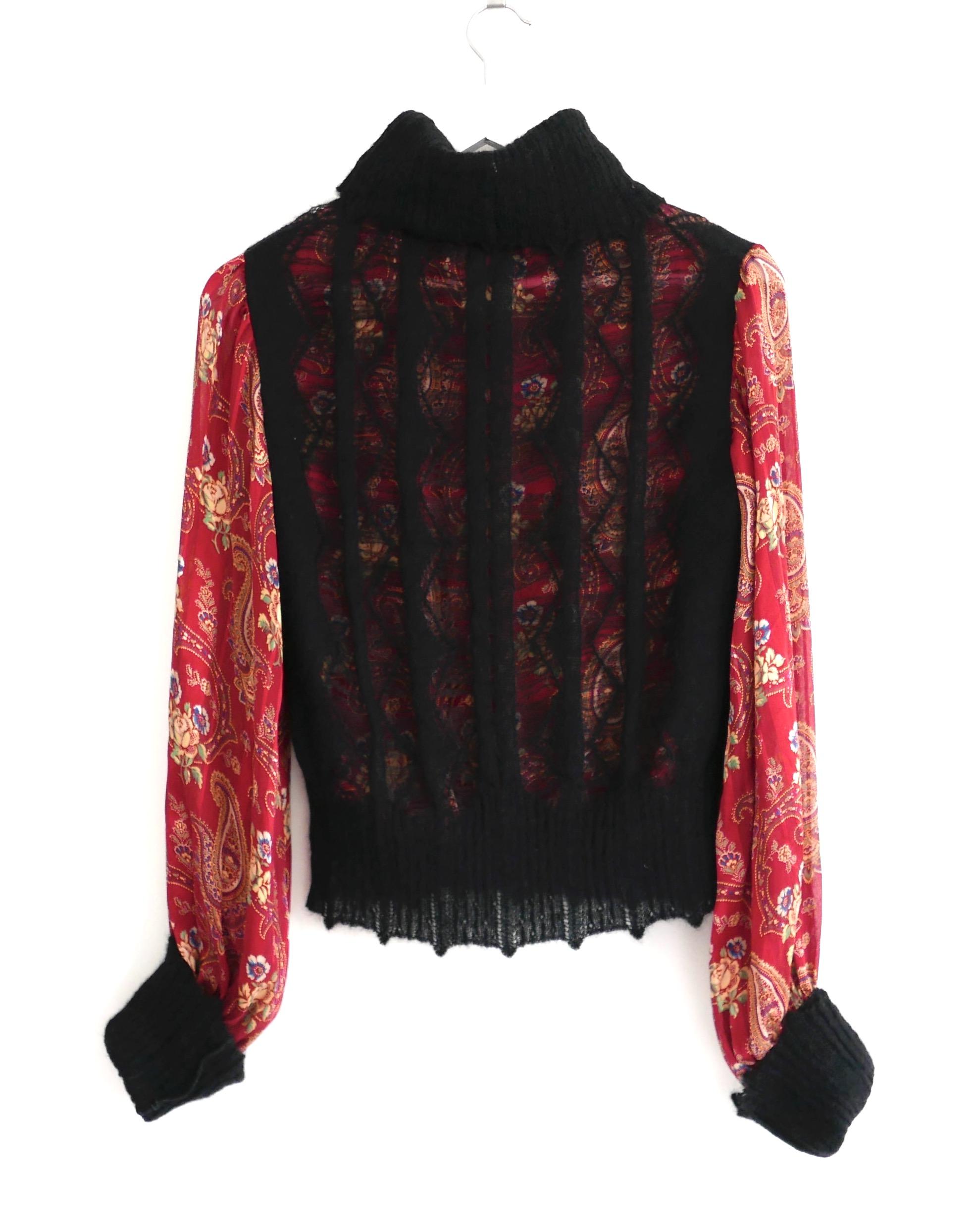 Christian Dior x John Galliano Fall 2002 Silk & Knit Blouse Top For Sale 3