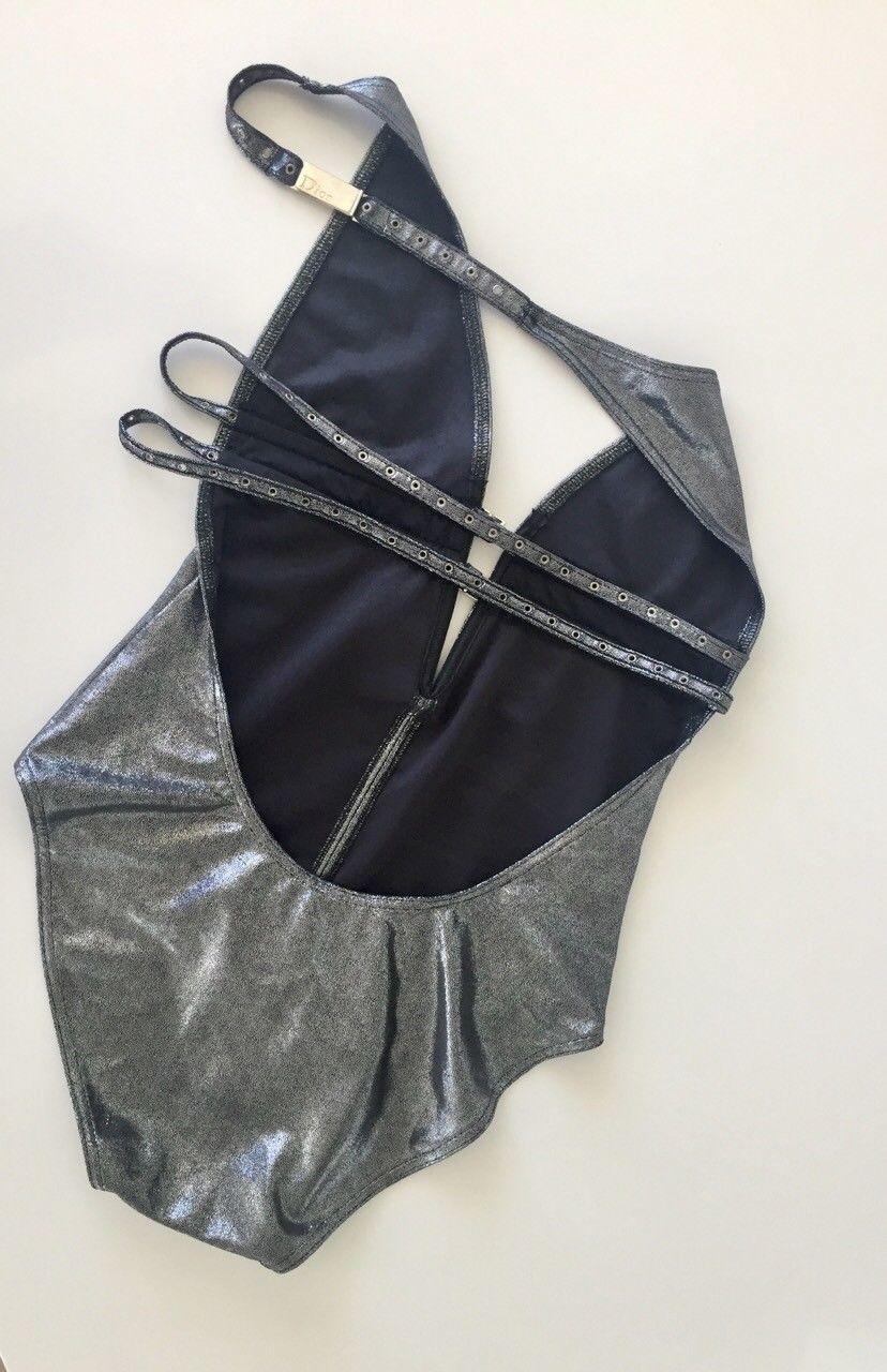 Christian Dior x Galliano Swim Suit One Piece Metallic Grey

New No Tags

Size: US 8, EU 40 (It fits like a size US 6-8 or Small-Medium --vintage US sizes are marked larger in vintage items)

Made in France