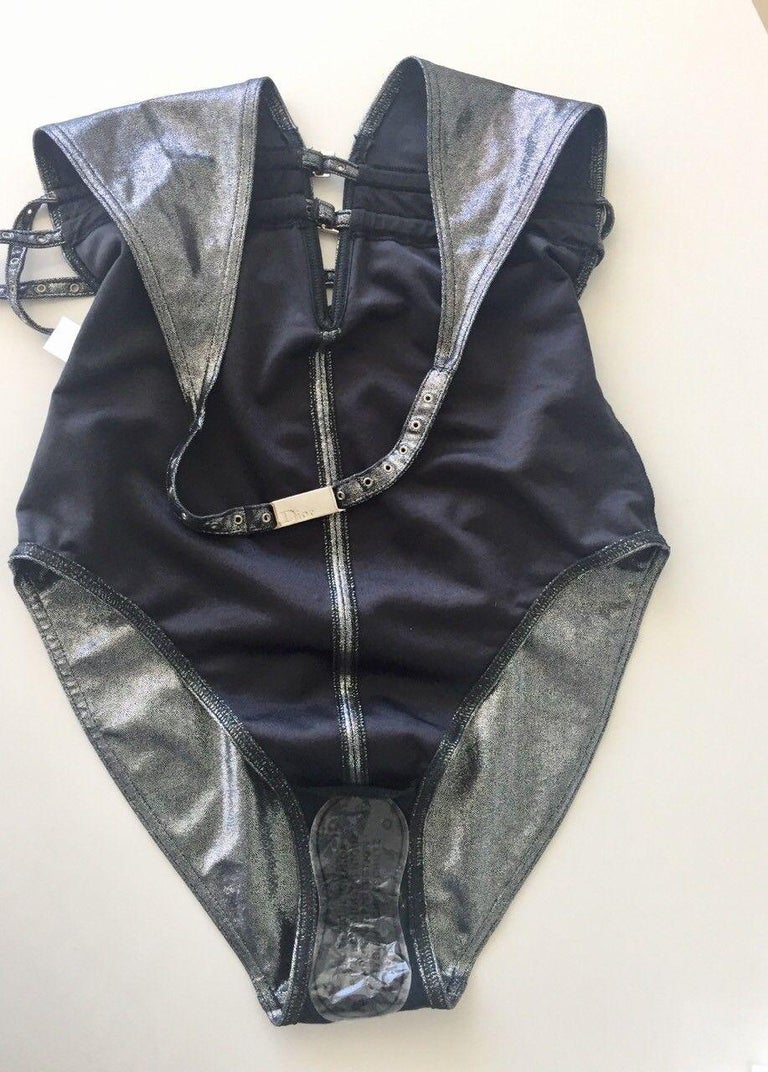 Christian Dior x John Galliano Grey Metallic Vintage 90's Rare Swimsuit