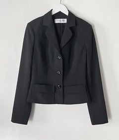 Christian Dior x John Galliano Frühjahr 2008 Schwarz Button Blazer Jacke Größe FR38