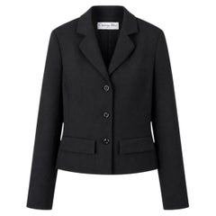 Christian Dior x John Galliano Frühjahr 2008 Schwarz Button Blazer Jacke Größe FR38