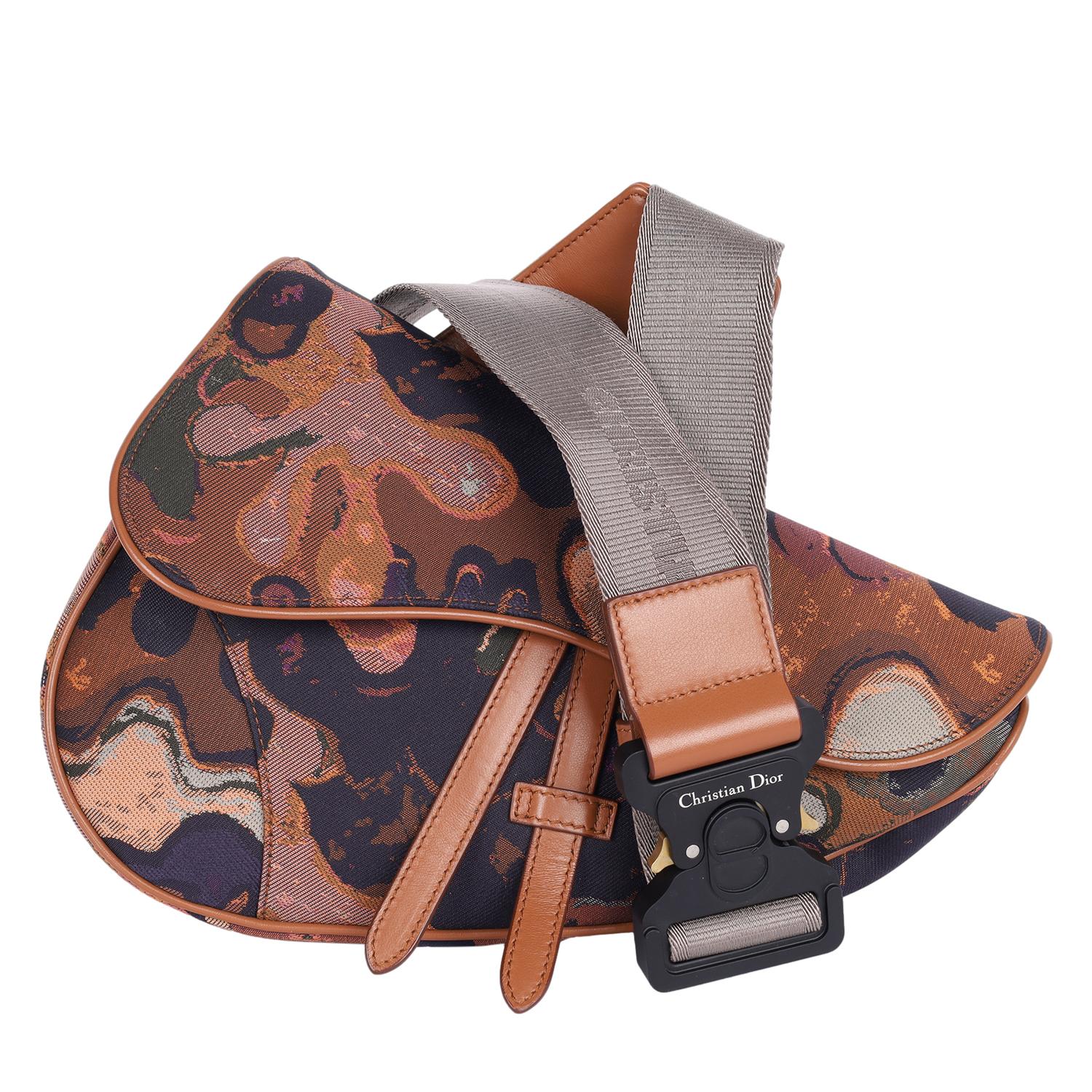 CHRISTIAN DIOR X Peter Doig Denim Soft Camouflage Saddle Uomo Crossbody Bag in vendita 5
