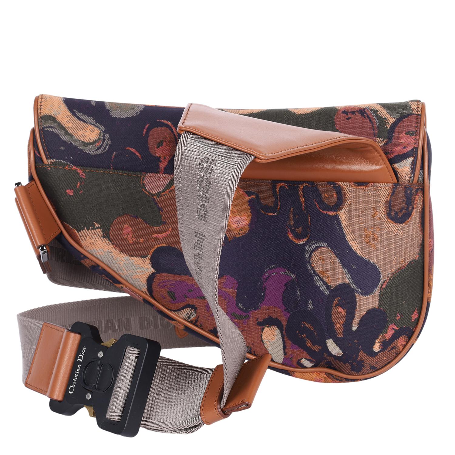 CHRISTIAN DIOR X Peter Doig Denim Soft Camouflage Saddle Uomo Crossbody Bag in vendita 1