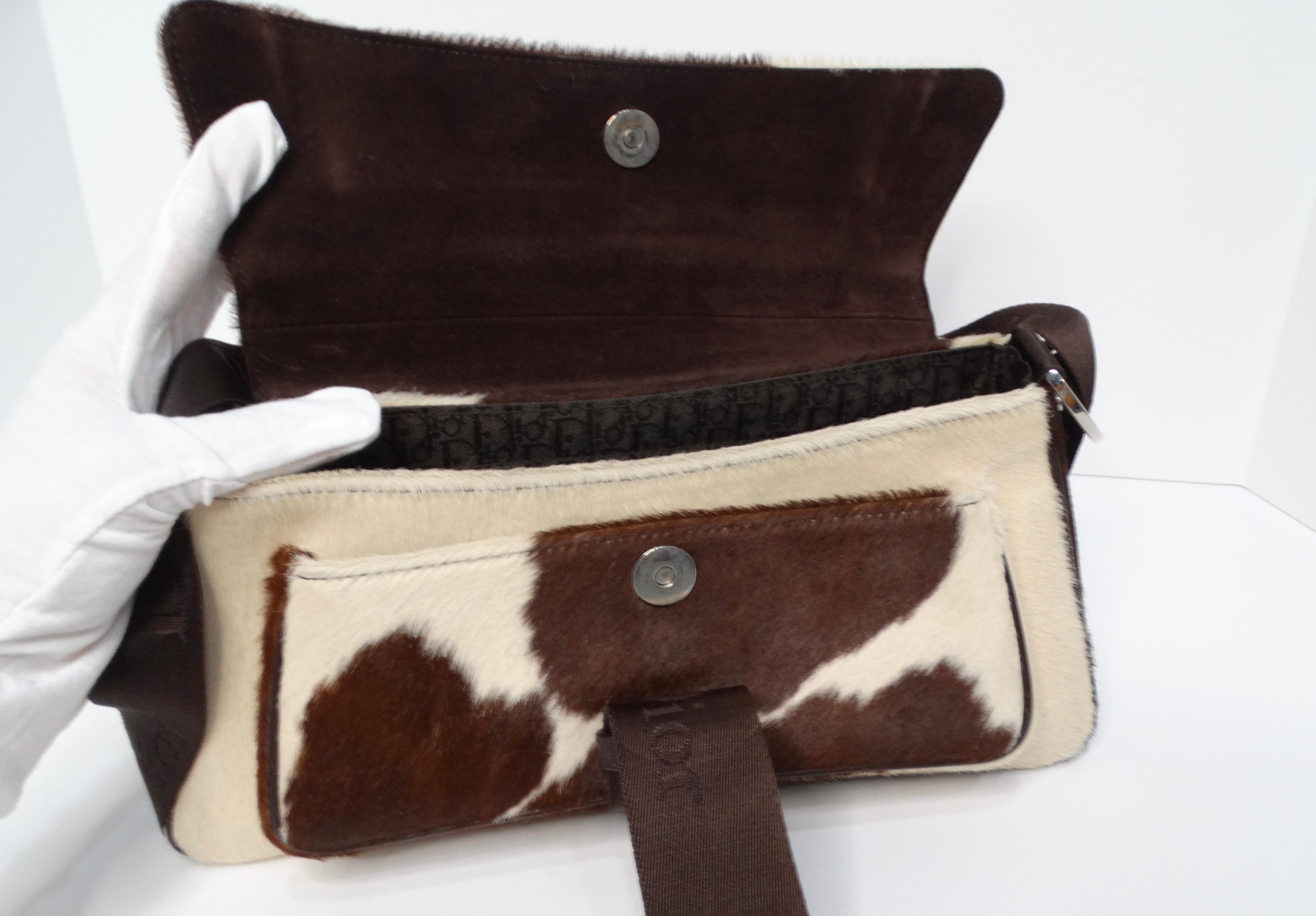 Christian Dior Y2K Brown & Cream Pony Hair Shoulder Bag For Sale 6