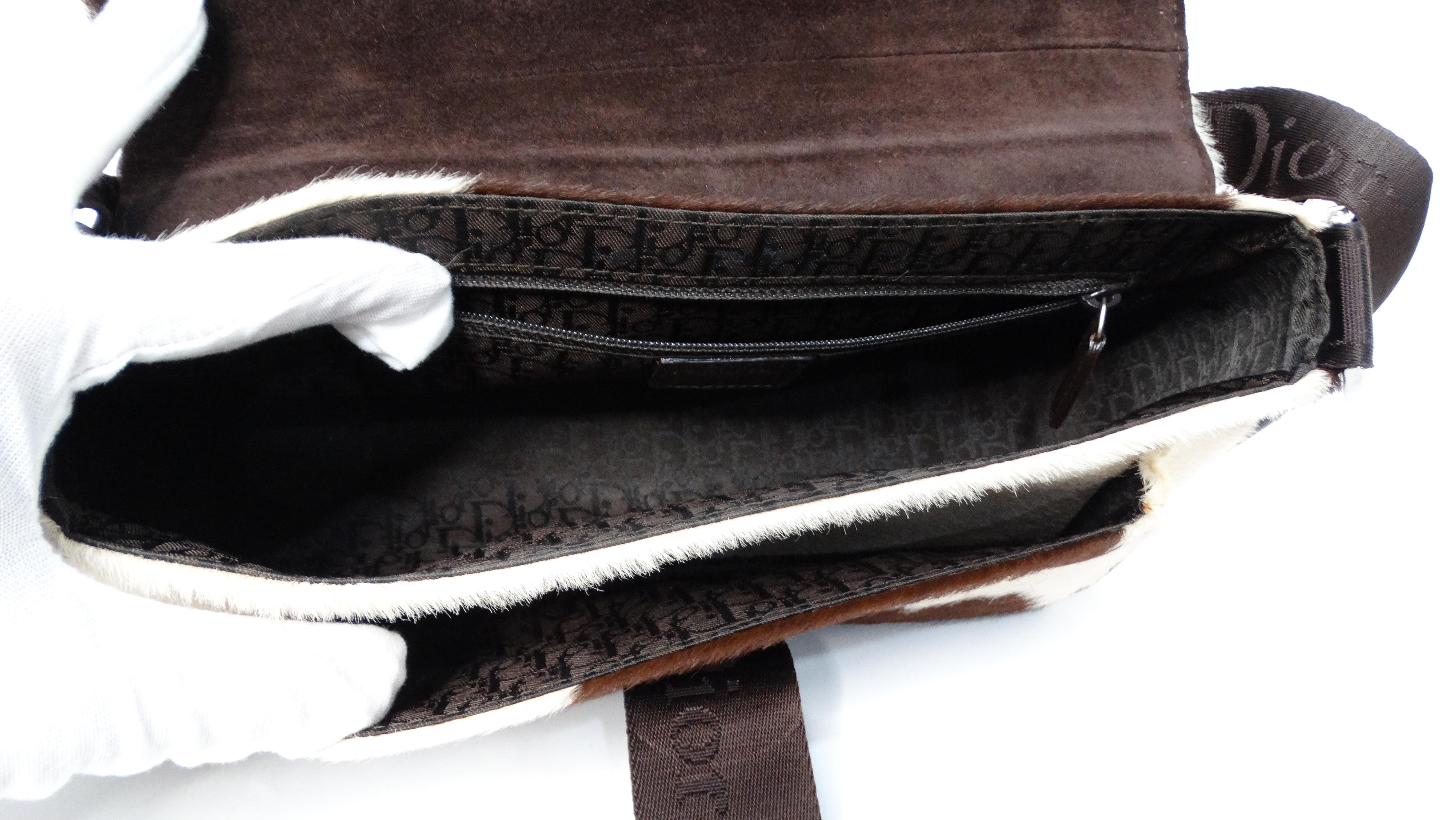 Christian Dior Y2K Brown & Cream Pony Hair Shoulder Bag For Sale 7