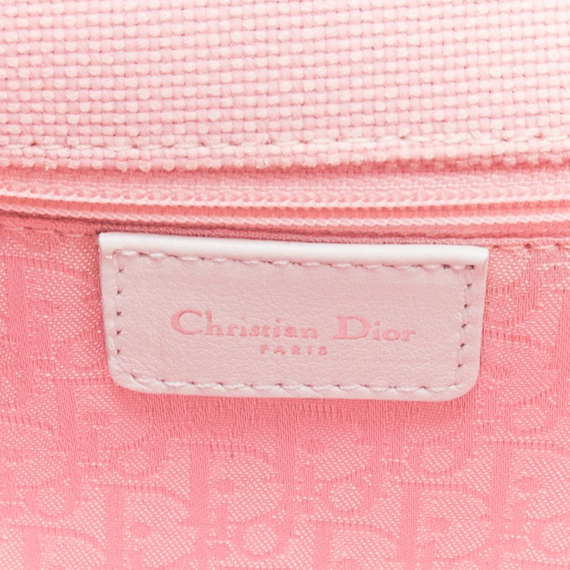 CHRISTIAN DIOR Y2K pink logo monogram trotter canvas shoulder bag For Sale 6