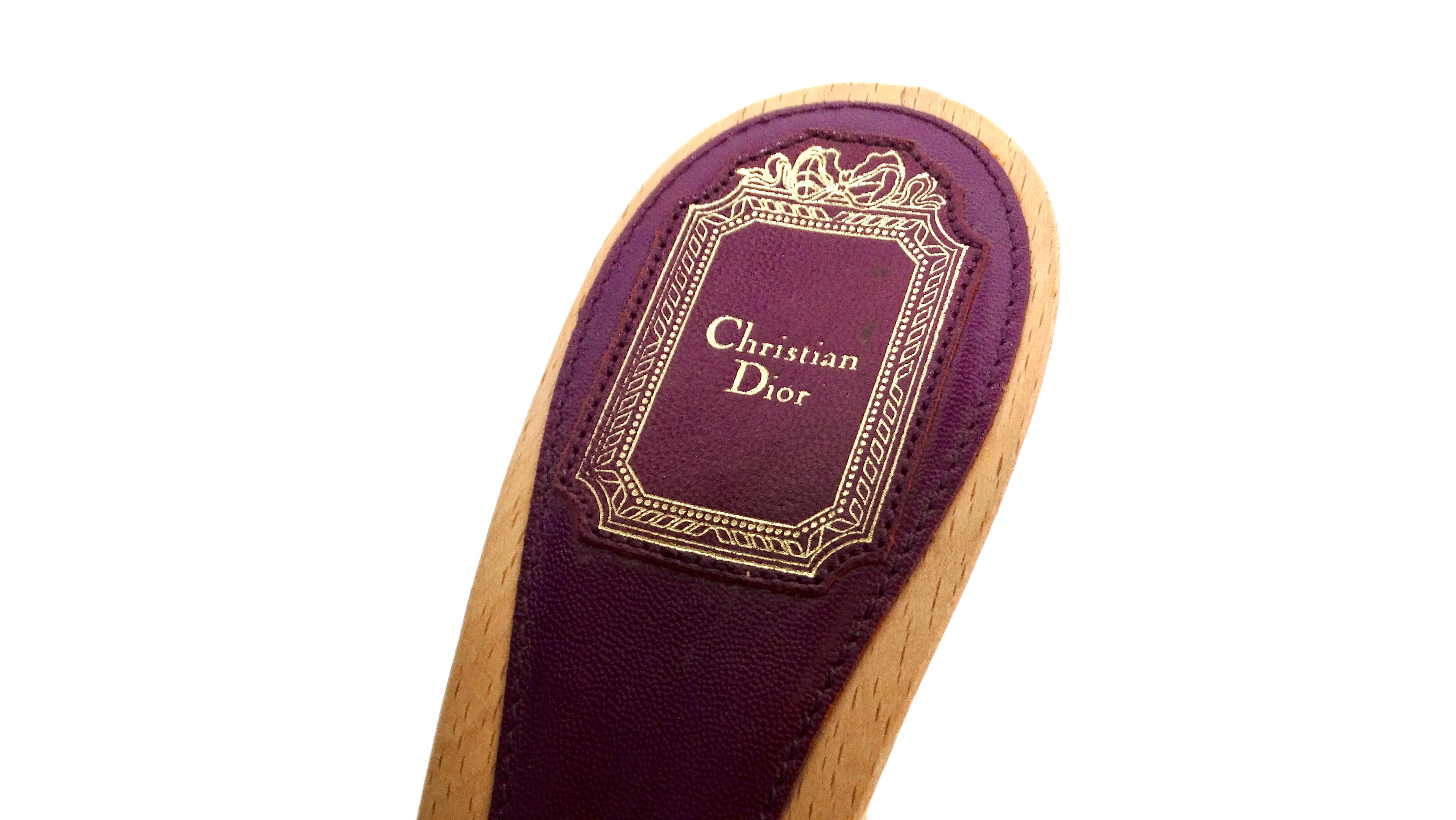 Christian Dior Y2K Purple Leather & Wooden Heeled Sandals For Sale 2