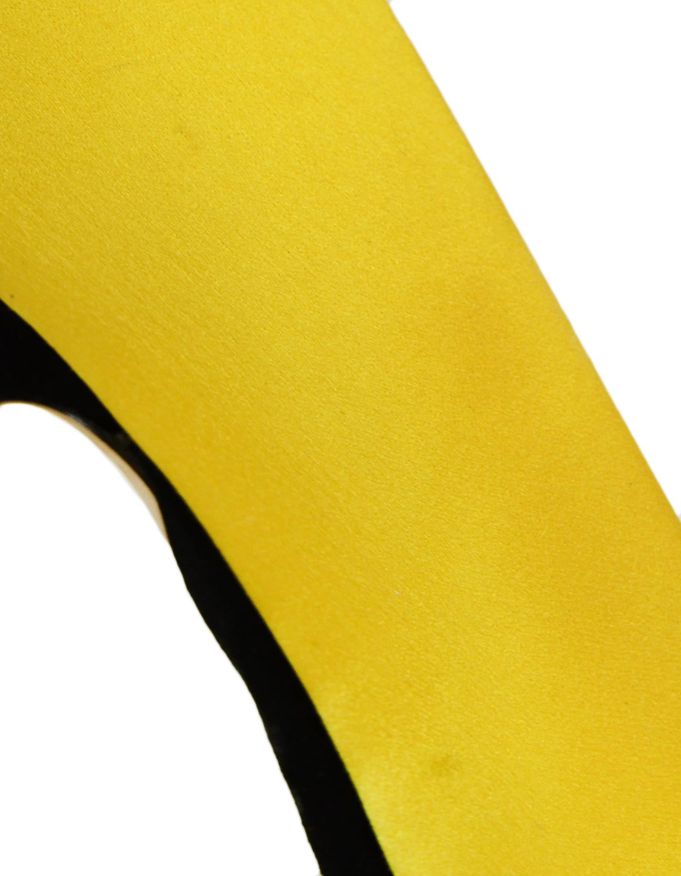 Christian Dior Yellow/Black/Pink Satin Platform Pumps sz 39 5