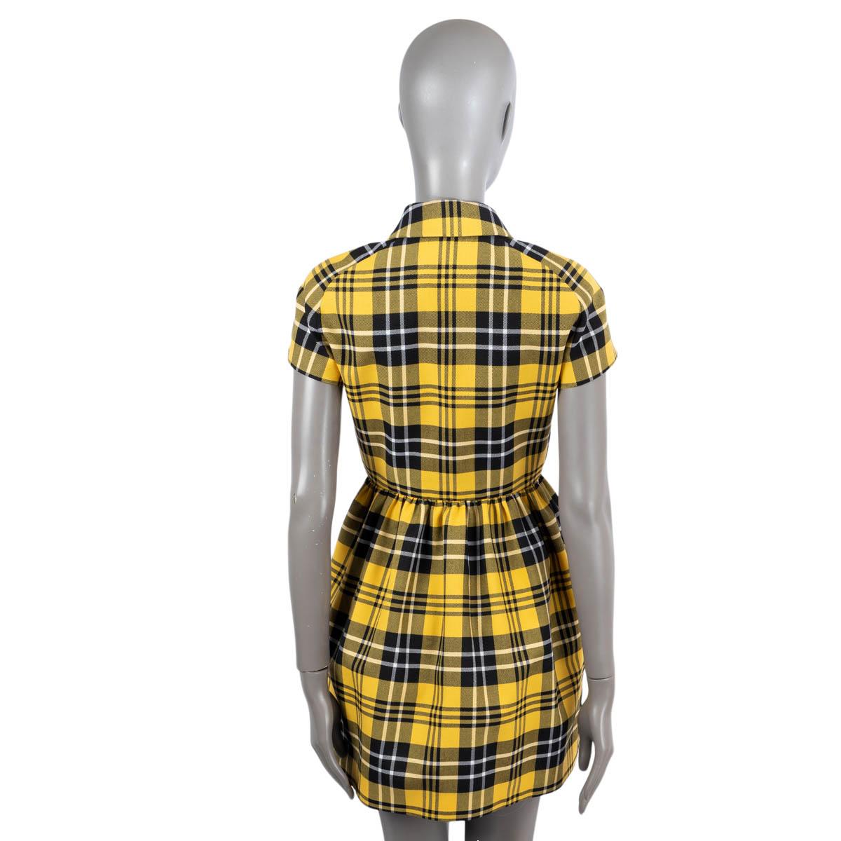 CHRISTIAN DIOR yellow black wool 2022 CHECK'N'DIOR Plaid MINI Dress 34 XS For Sale 2