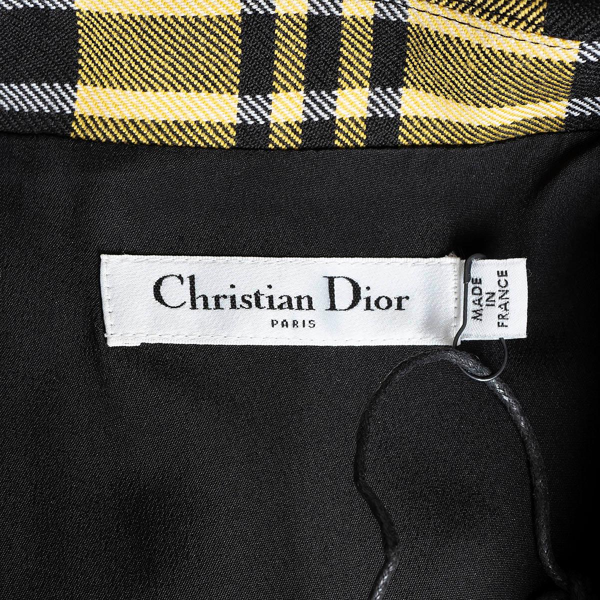 CHRISTIAN DIOR yellow black wool 2022 CHECK'N'DIOR Plaid MINI Dress 34 XS For Sale 4