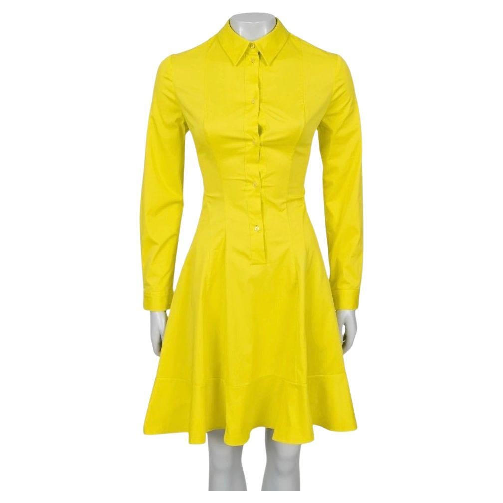 Christian Dior Yellow Cotton Blend Fitted Shirt Dress IT 42/M