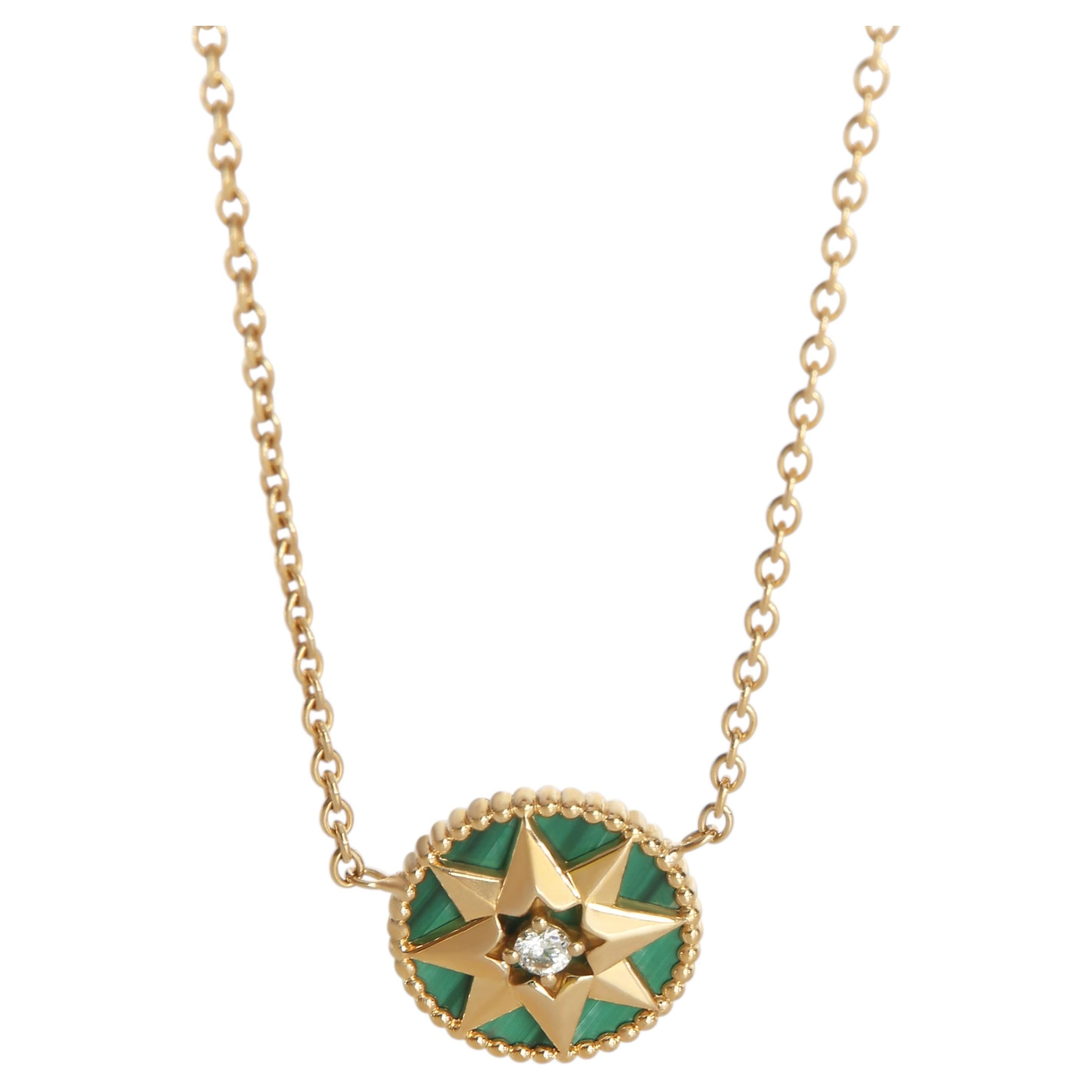 Christian Dior Collier Rose des Vents en or jaune, malachite et diamants en vente